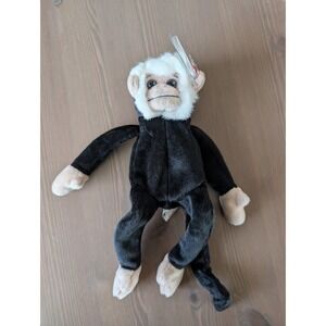 Vintage Ty Beanie Baby Mooch the Spider Monkey Black White Plush 1999 Nursery